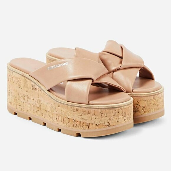 Salvatore Ferragamo Shoes - Ferragamo Women's Engracia Platform Slide Sandals in Rosa Size 7 C (MSRP $695)